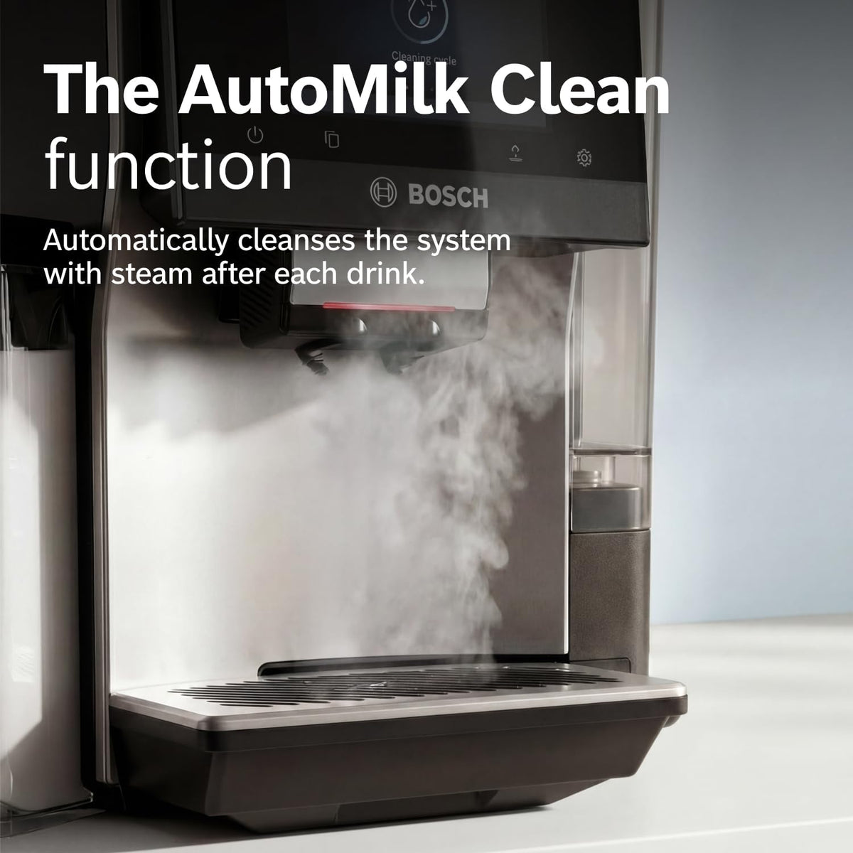 Bosch 800 Series Fully Automatic Coffee, Espresso Machine - Silver Double Cup, Touchscreen, Large Bean Capacity, 36 Drinks, Cold Brew, Save up to 30 Profiles - Integrated Milk Container