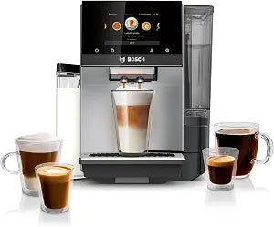 Bosch 800 Series Fully Automatic Coffee, Espresso Machine - Silver Double Cup, Touchscreen, Large Bean Capacity, 36 Drinks, Cold Brew, Save up to 30 Profiles - Integrated Milk Container