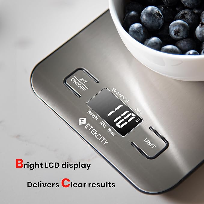 Etekcity Food Kitchen Scale, Digital Grams and Ounces, 11lb | Tare function, ideal for baking, weight loss, keto, meal prep, packages, liquids and jewelry,.
